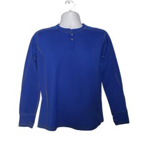 L.L. BEAN Blue Long Sleeve Base Layer Henley Shirt Boys Size XL 18